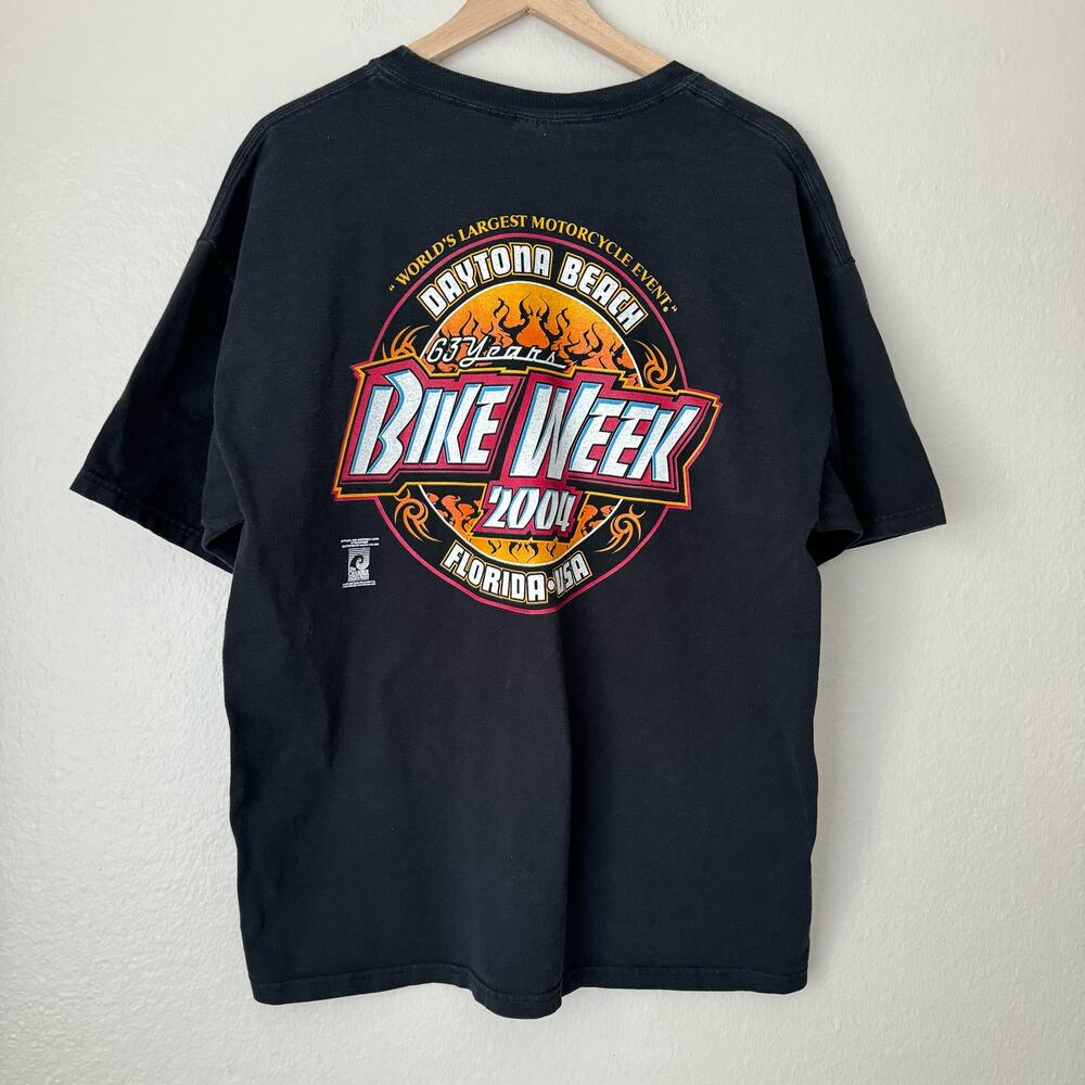 Vintage Y2K Men's Daytona Beach USA Bike Week 2004 Short Sleeve T-Shirt Size XL